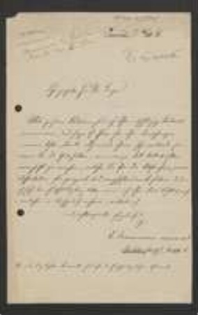 Brief von Ernst Zimmermann an Jakob Singer