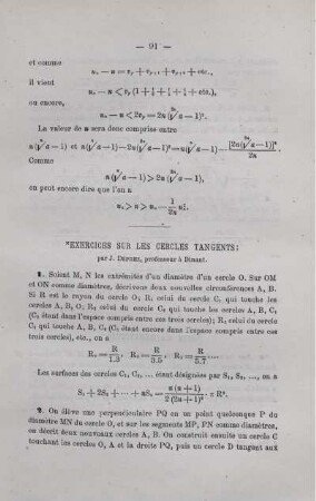 EXERCICES SUR LES CERCLES TAN GENTS.
