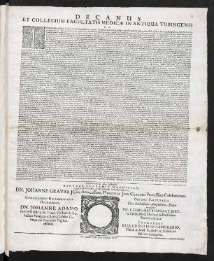 Decanus Et Collegium Facultatis Medicae In Antiqua Tubingensi L. S.