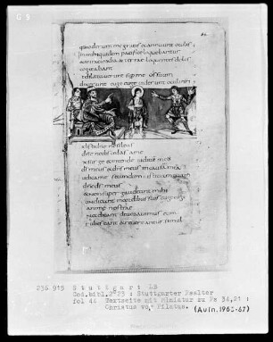 Der Stuttgarter Bibelpsalter — Verspottung Christi, Folio 44recto