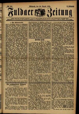Ausgabe vom Mittwoch, den 24. August 1892.