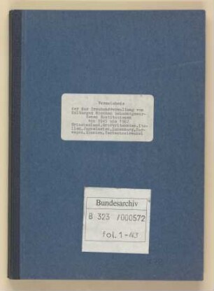 "Verzeichnis der der Treuhandverwaltung bekannt gewordenen Restitutionen von 1945 bis 1962": Restitutionen und Rückgaben nach Griechenland, Großbritannien, Italien, Jugoslawien, Luxemburg, Norwegen, Spanien und in die Tschechoslowakei