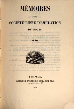Mémoires de la Société Libre d'Emulation du Doubs. 1. 1850