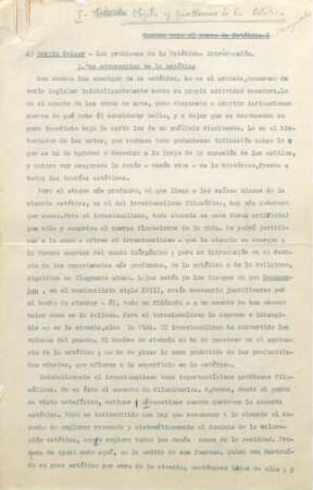 1-17, I – Objeto y probelams de la Estética