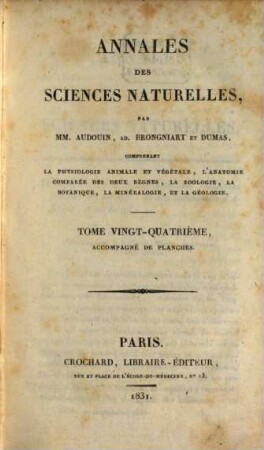 Annales des sciences naturelles. 24, 24. 1831
