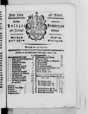 48tes Stück, Ausgabe vom 28. November 1798