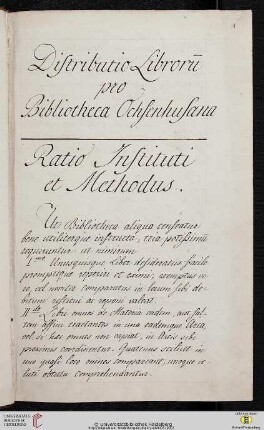 P. Basilius Perger: Distributio librorum pro Bibliotheca Ochsenhusana, Abschrift von Aloysius Keller