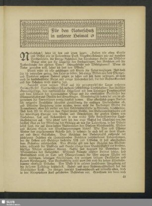 Für den Naturschutz in unserer Heimat