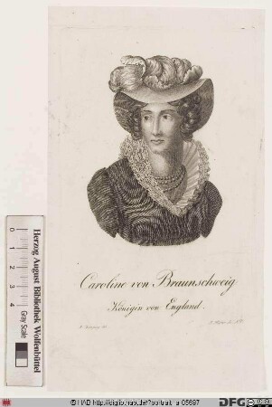 Bildnis Caroline (Amalie Elisabeth), Königin von Großbritannien, Irland u. Hannover, geb. Prinzessin von Braunschweig