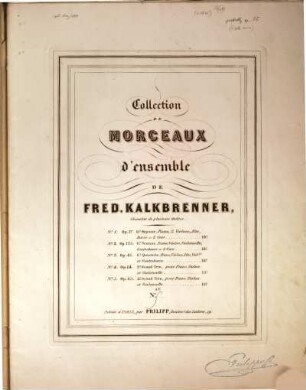 4e grand trio pour piano, violon et violoncelle : op. 85