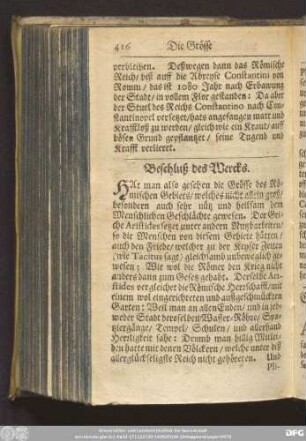 Beschluß des Wercks.