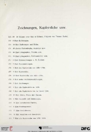 Zeichnungen, Kupferstiche (Nr. 245-300)