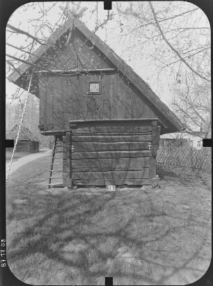 Lübbenau-Lehde, Dorfstraße 3. Freilandmuseum. Stallgaleriegebäude (umgesetzt aus Burg-Kauper). Seitenfront