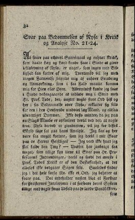 Svar paa Bedommelsen af Nysa i Kritik og Analyse No. 21-24.