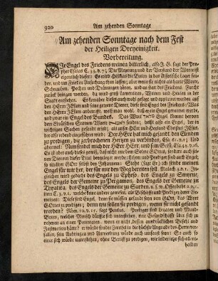920-924, Vorbereitung, Evangelium, Eingang