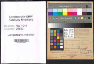 Entnazifizierung Heinrich Langenbahn , geb. 02.01.1909 (Technischer Angestellter)