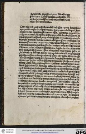 Cum muper in sacrum vestrum domicilium dulcissime pater sanctissime congregationis vestre solatii et dictrine gratia venerabilis pater Franciscus Volkart curator vester me vocasset...