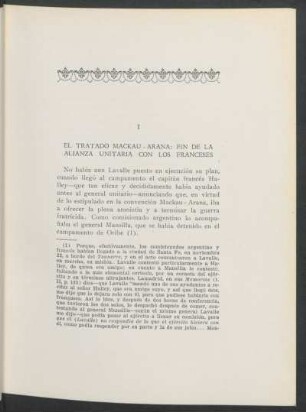 I - El tratado Mackau-Arana: fin de la alianza unitaria con los franceses