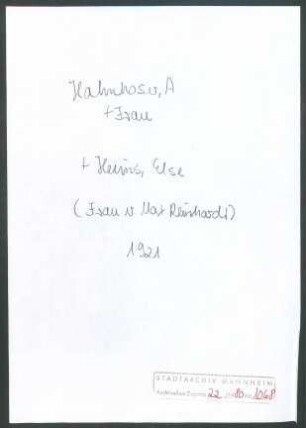 Hahnloser, Hedy, Hahnloser, [O.A.] und Heims, E[lse], Winterthur, an Wichert