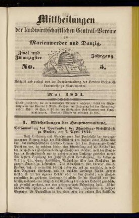 Zwei und Zwanzigster Jahrgang. No. 5.