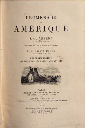 Promenade en Amèrique : Précédée d'une étude sur J.-J. Ampère par C[harles]-A[ugustin] Sainte-Beuve. [Jean-Jacques Ampère]