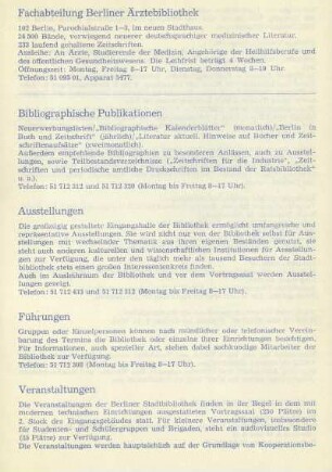 Fachabteilung Berliner Ärztebibliothek