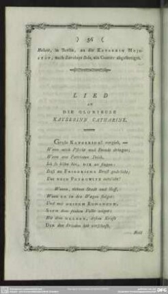 Lied An Die Glorieuse Kayserinn Catharine