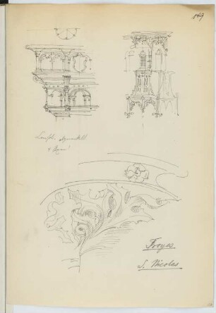 St. Nicolas, Troyes: Details (aus: Skizzen- und Fotoalbum 10)