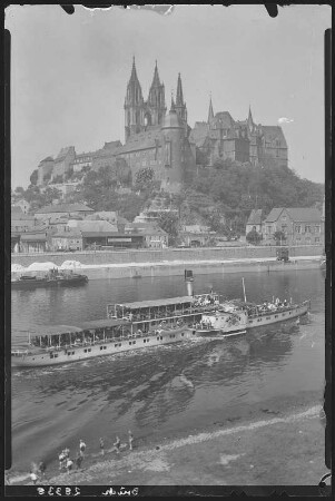 Meißen. Albrechtsburg u. Dom - Elbe m. Dampfer Meißen