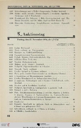 5. Auktionstag Freitag, den 27. November 1936, ab ½ 3 Uhr (Nr. 1601-2000)