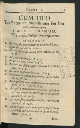 Caput Primum. De definitione inquisitionis.