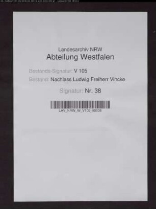 Briefe der ersten Gattin Eleonore Vincke geb. von Syberg (insgsamt 697 Briefe 1809-1826)
