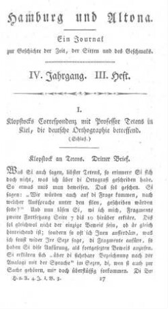 IV. Jahrgang. III. Heft