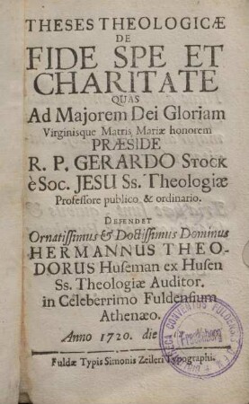 Theses Theologicæ De Fide Spe Et Charitate