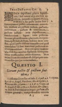 Quaestio I. Utrum pactio & pactum sint idem?
