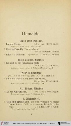 Gemälde (Nr. 1-81)