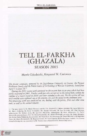 15: Tell el-Farkha (Ghazala) : season 2003