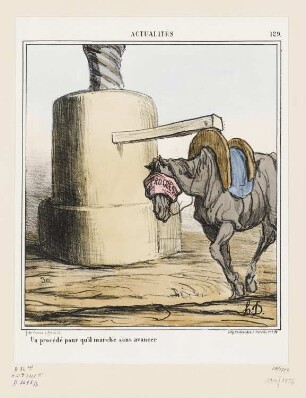 Un procédé pour qu’il marche sans avancer, Blatt 129 der Folge „Actualités“, in: „Le Charivari“, Paris 1868