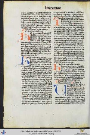 Prefatio et prologi in Hieremiam prophetam