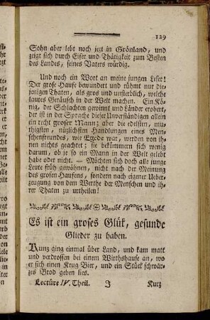 Es ist ein groses Glük, gesunde Glieder zu haben