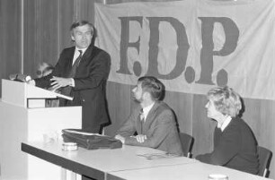 Bundestagswahl am 25. Januar 1987. Diskussionsveranstaltung der FDP in der Badnerlandhalle Neureut