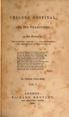Chelsea hospital, and its traditions : in three volumes, 1
