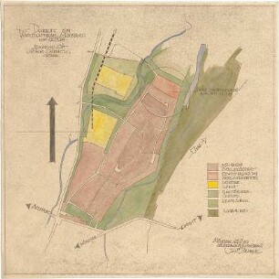 Gsaenger, Gustav; Moosburg - Unteres Gereuth (Bayern); Siedlung Fa. Steinbock - Deckblatt zum Wirtschaftsplan Moosburg vom 24.7.1948 (Lageplan)