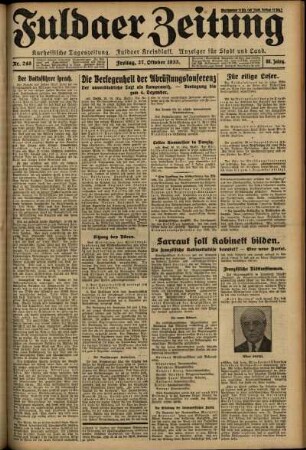 Erste Ausgabe vom Freitag, den 27. Oktober 1933.