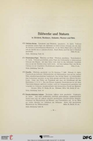 Bildwerke und Statuen, Kabinetts, Kassetten, Schatullen (Nr. 473-518)