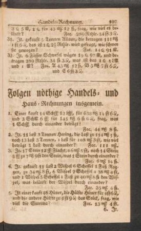 Folgen nöthige Handels- und Haus-Rechnungen insgemein