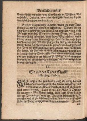 III. Wie wir des Todes Christi teilhafftig werden.