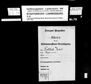 Fröhlich, Jakob; Kaufmann, Teilhaber der Firma David Fröhlich & Sohn *28.07.1898 Bad Mergentheim Fröhlich, Sitta geb. Halberstadt 1938 ausgewandert nach England Wohnort: Bad Mergentheim