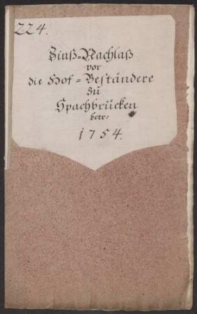 Zinsnachlass für die Hofbeständer zu Spachbrücken