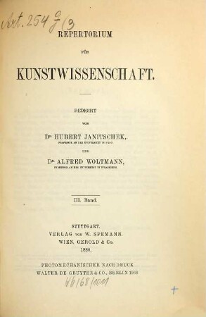 Repertorium für Kunstwissenschaft. 3, 3. 1880
